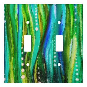 Seascape with Bubbles Alcohol Ink Light Switch Cover