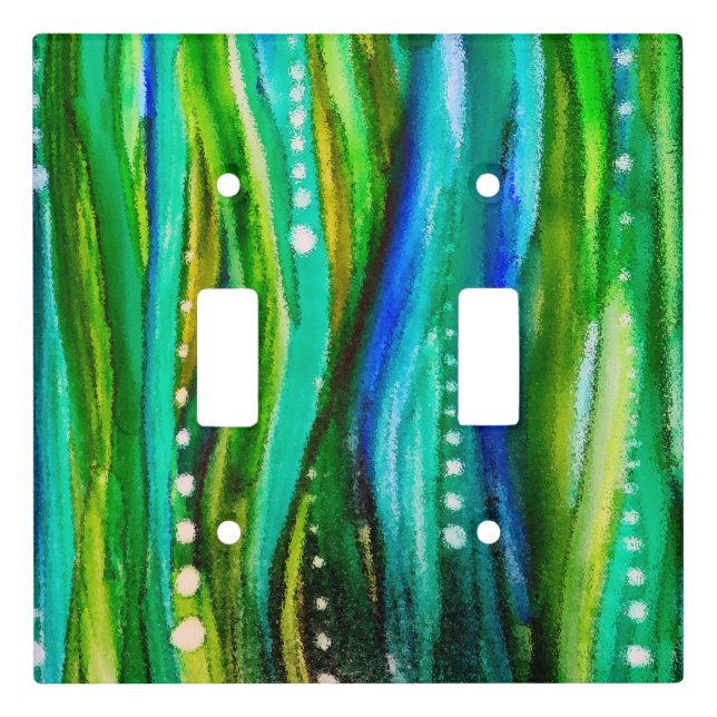 Seascape with Bubbles Alcohol Ink Light Switch Cover (Front)