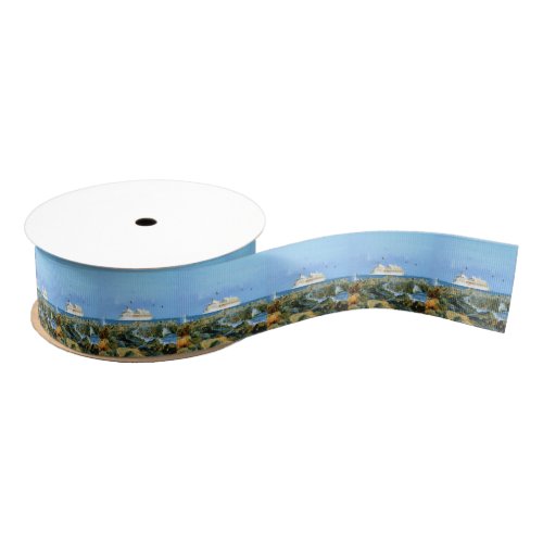 Seascape with Cruise Ship Grosgrain Ribbon