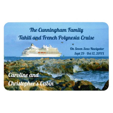 Seascape With Cruise Ship Stateroom Door Marker Magnet