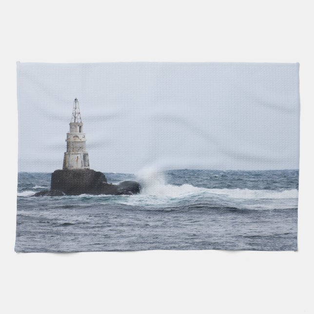 Seascape with lighthouse kitchen towel (Horizontal)
