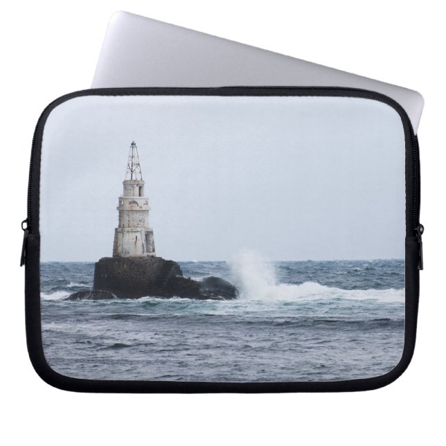 Seascape with lighthouse laptop sleeve (Front)