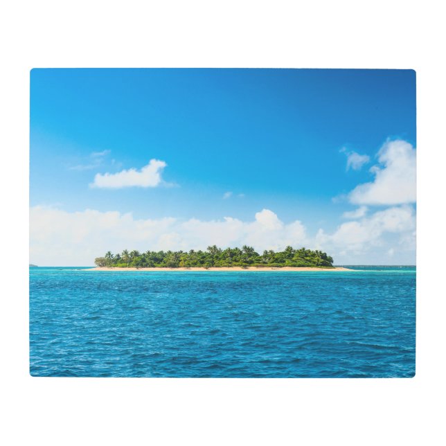 Seascape With Little Island Metal Print (Front)