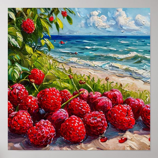 Seascape with Raspberries Creative Surreal Nature  Poster (Front)
