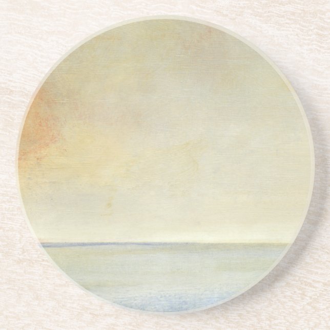 Seascape with Tranquil Orange Sunset Drink Coaster (Front)