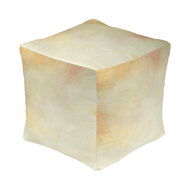 Seascape with Tranquil Orange Sunset Pouf (Angled Front)