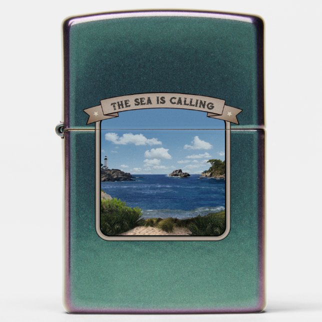 Seascape Zippo Lighter (text customizable) (Front)