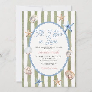 Seashell All I Sea Is Love Bridal Shower Invitation
