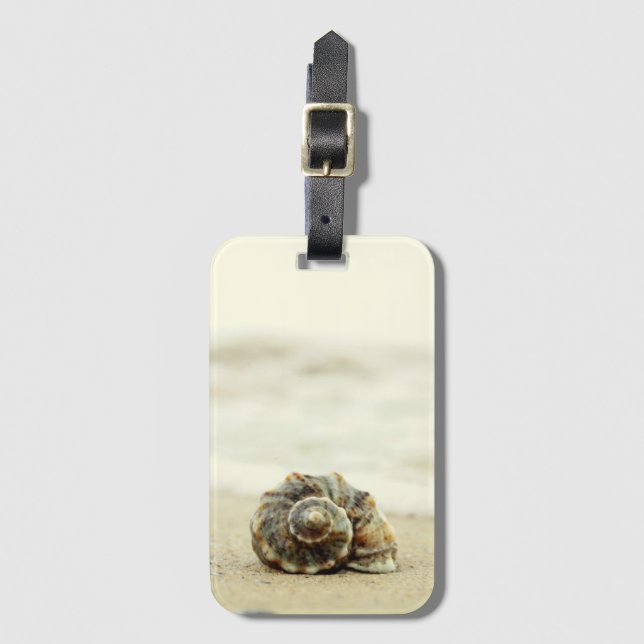 Seashell Alone On Beach Luggage Tag (Front Vertical)