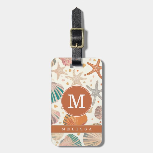 Seashell and Beach Luggage Tag (Front Vertical)