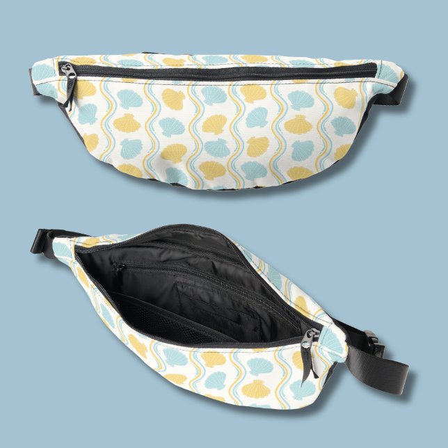 Seashell and beach waves Summer Fanny Pack (Seashells and ocean waves fanny pack)
