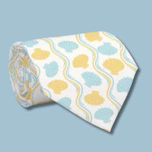 Seashell and beach waves Summer Neck Tie