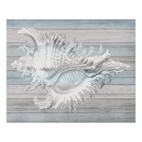 Seashell and Colored Wood I  Faux Canvas Print