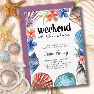 Seashell and Flower Bachelorette Shore Weekend Invitation