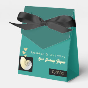 Seashell and Hearts, Beach Wedding Favor Boxes