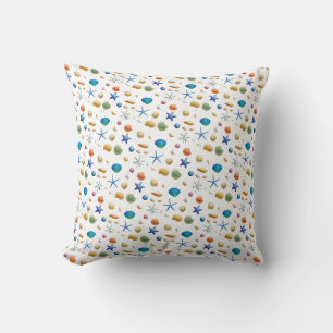 Seashell and Starfish Beach Throw Pillow