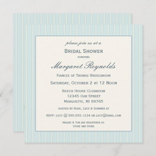 Seashell and Stripes Bridal Shower Invitation | Zazzle