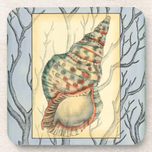 Seashell and Tree Branches Drink Coaster