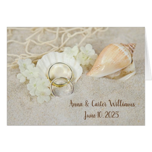Seashell and  Wedding Rings Cards (Front Horizontal)