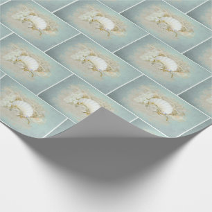 Seashell and Wedding Rings Wrapping Paper