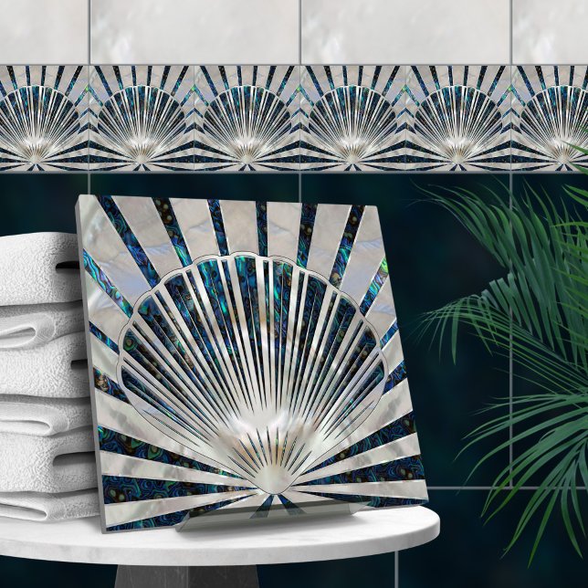 Seashell Art Deco - Abalone Shell and Pearl Ceramic Tile (Creator Uploaded)