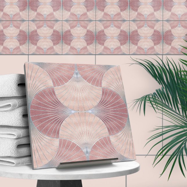 Seashell Art Deco -Misty Rose and Pearl Ceramic Tile (Creator Uploaded)