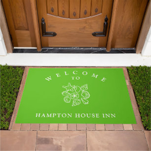 Seashell Art Tropical Green Business Welcome Doormat