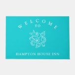 Seashell Art Turquoise Name Template Welcome Mat at Zazzle