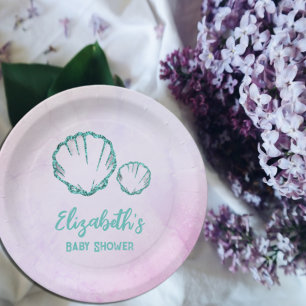 Seashell Baby Shower Paper Plates