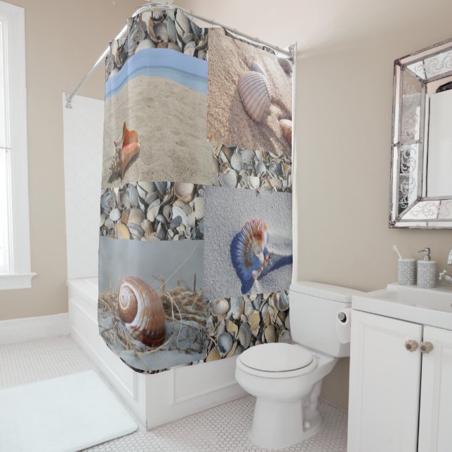 Seashell Beach Bathroom Shower Curtain (In Situ)