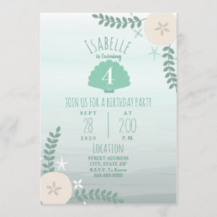 Seashell Beach Birthday Party Invitation