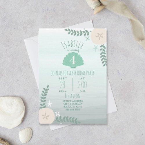 Seashell Beach Birthday Party Invitation