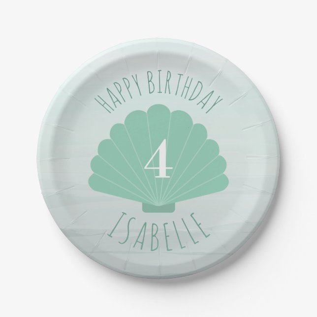 Seashell Beach Birthday Party Paper Plates (Front)