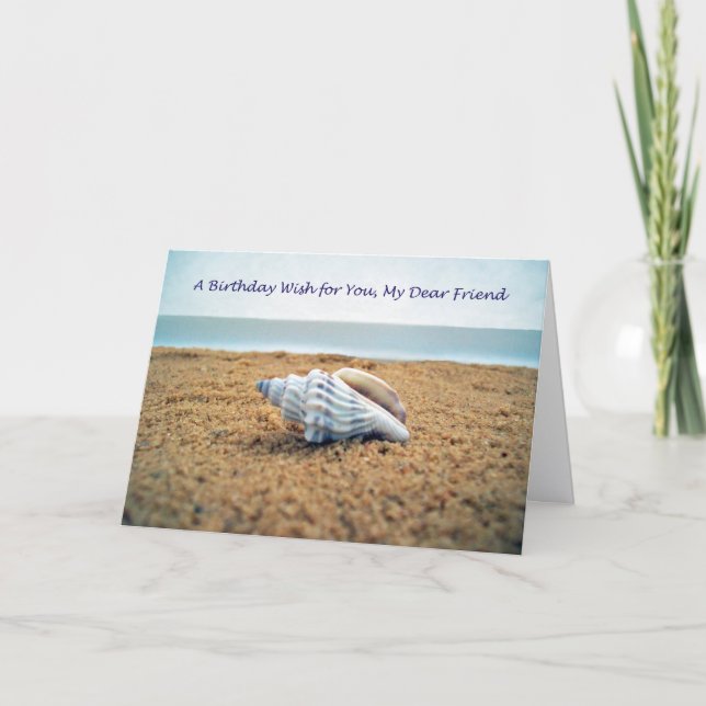 Seashell Beach Birthday Wishes for Friend Card (Front)