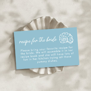 Seashell Beach Blue Bridal Shower Recipe Request Enclosure Card
