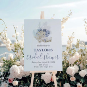 Seashell beach blue bridal shower Welcome Foam Board