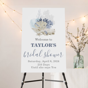 Seashell beach blue bridal shower Welcome Foam Board