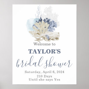 Seashell beach blue bridal shower Welcome Poster