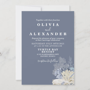 Seashell beach blue wedding Invitation