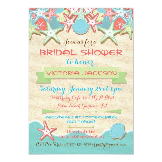 Seashell Beach Bridal Shower Invitations