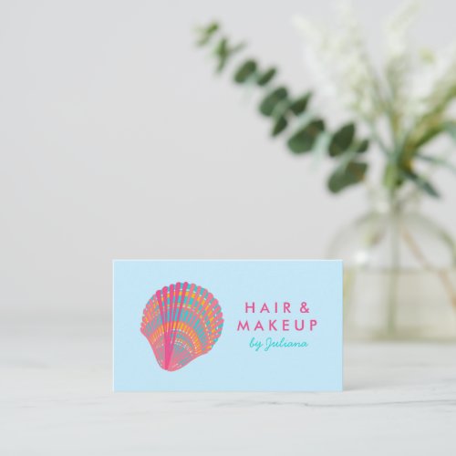 Seashell Beach Chic Elegant Pink  BLue  Business Card