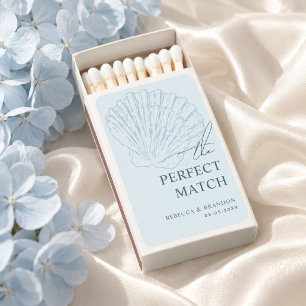 Seashell Beach Coastal Blue Wedding Favor Matchboxes