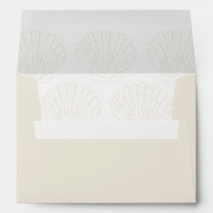 Seashell Beach Coastal Ivory Gold Nautical Wedding Envelope