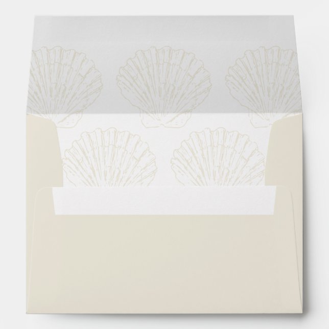 Seashell Beach Coastal Ivory Gold Nautical Wedding Envelope (Back (Bottom))