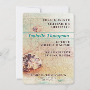 Seashell Beach Collage Birthday Party Invitation