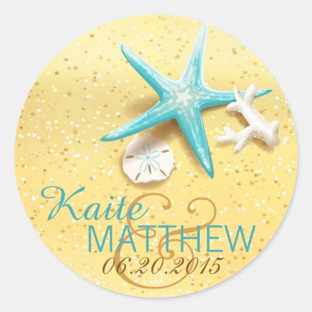 Seashell Beach Destination Wedding Label (Front)
