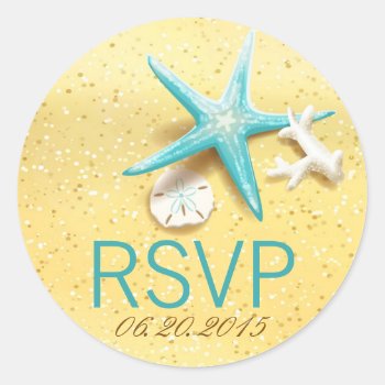 Seashell Beach Destination Wedding Rsvp Label by NouDesigns at Zazzle