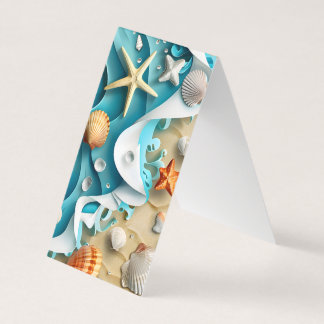 Seashell Beach Folded Bookmark  Business Card