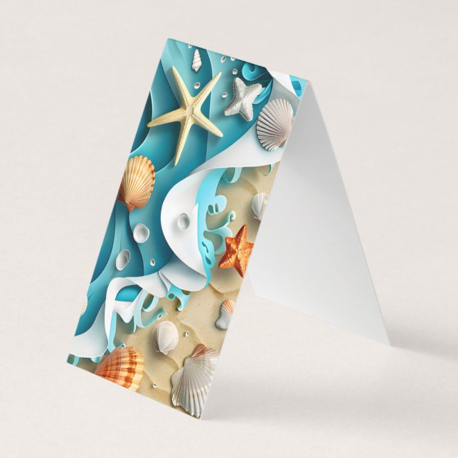 Seashell Beach Folded Bookmark  Business Card (Front)