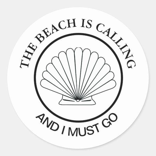 Seashell Beach is Calling Custom Classic Round Sticker (Front)